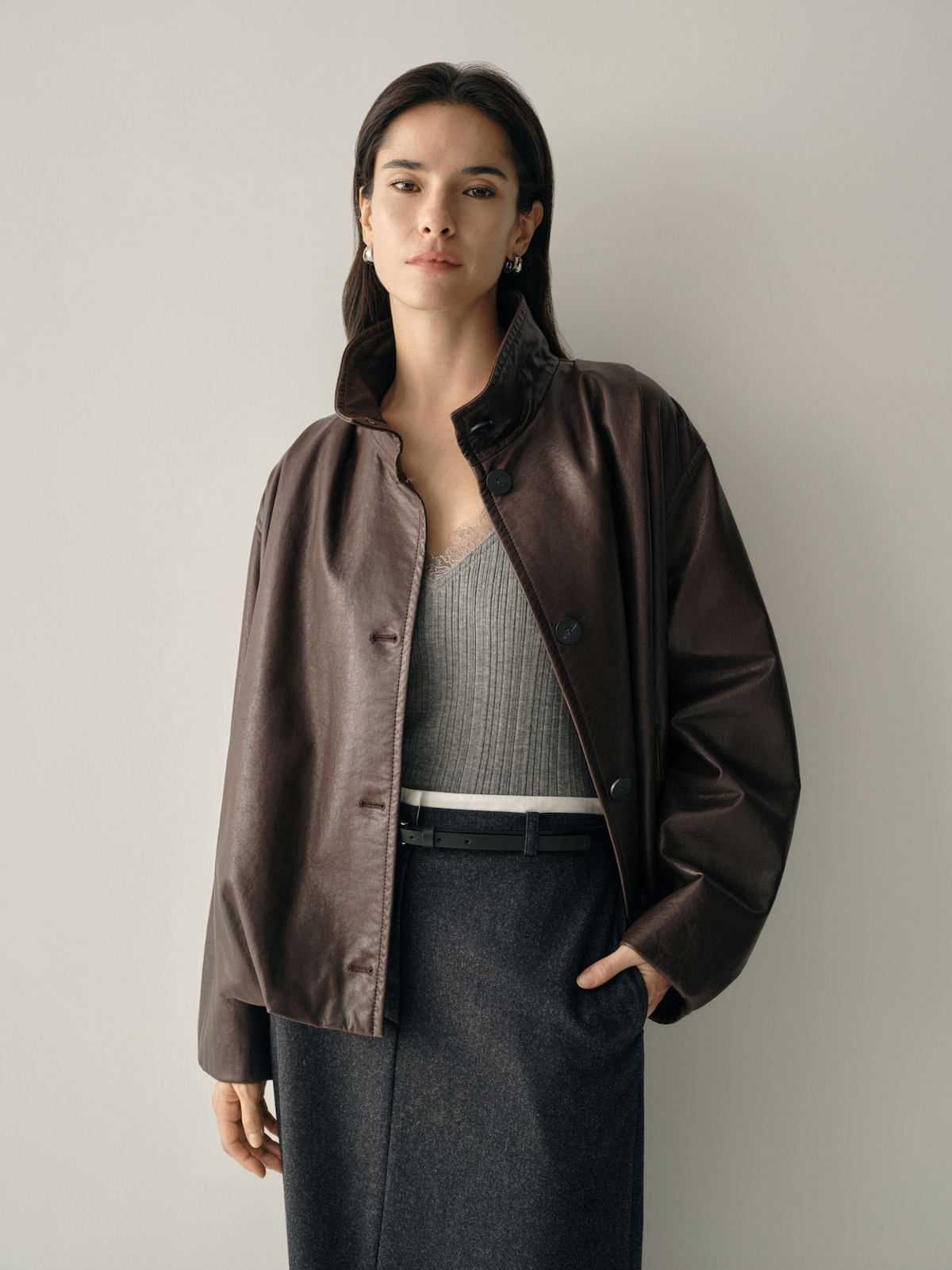 Luxury Sheepskin Leather Jacket | Chocolate Brown