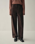 Brushed Straight-Leg Trousers | Chocolate Brown