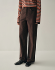 Brushed Straight-Leg Trousers | Chocolate Brown