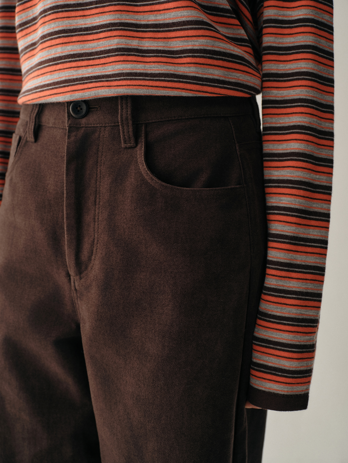 Brushed Straight-Leg Trousers | Chocolate Brown