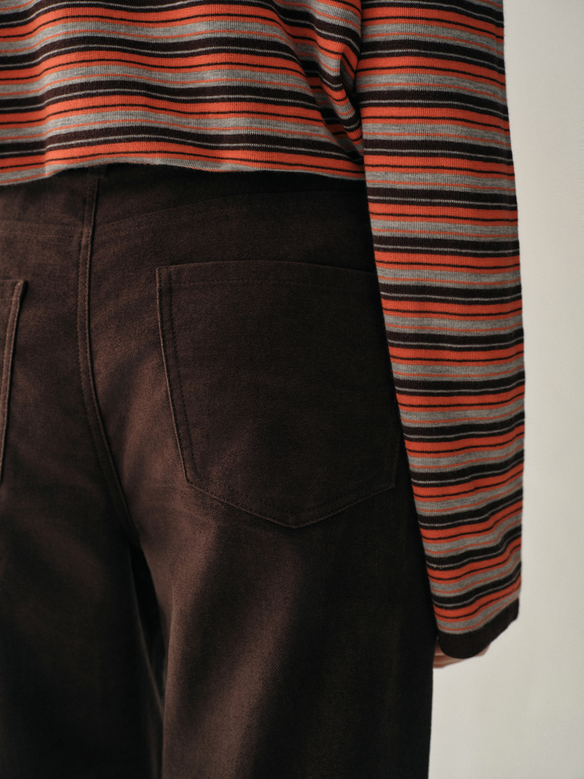Brushed Straight-Leg Trousers | Chocolate Brown