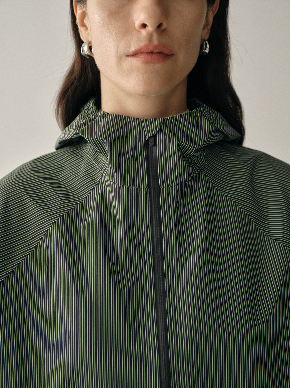 Striped Half-Zip Outdoor Jacket | Sage Green