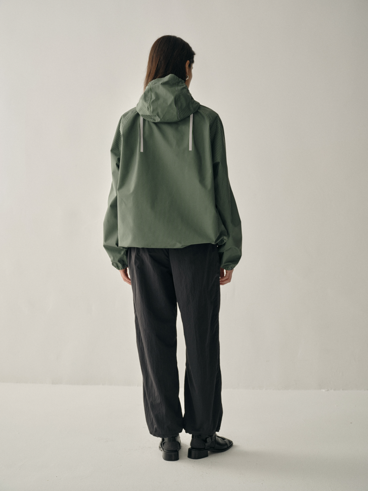Striped Half-Zip Outdoor Jacket | Sage Green