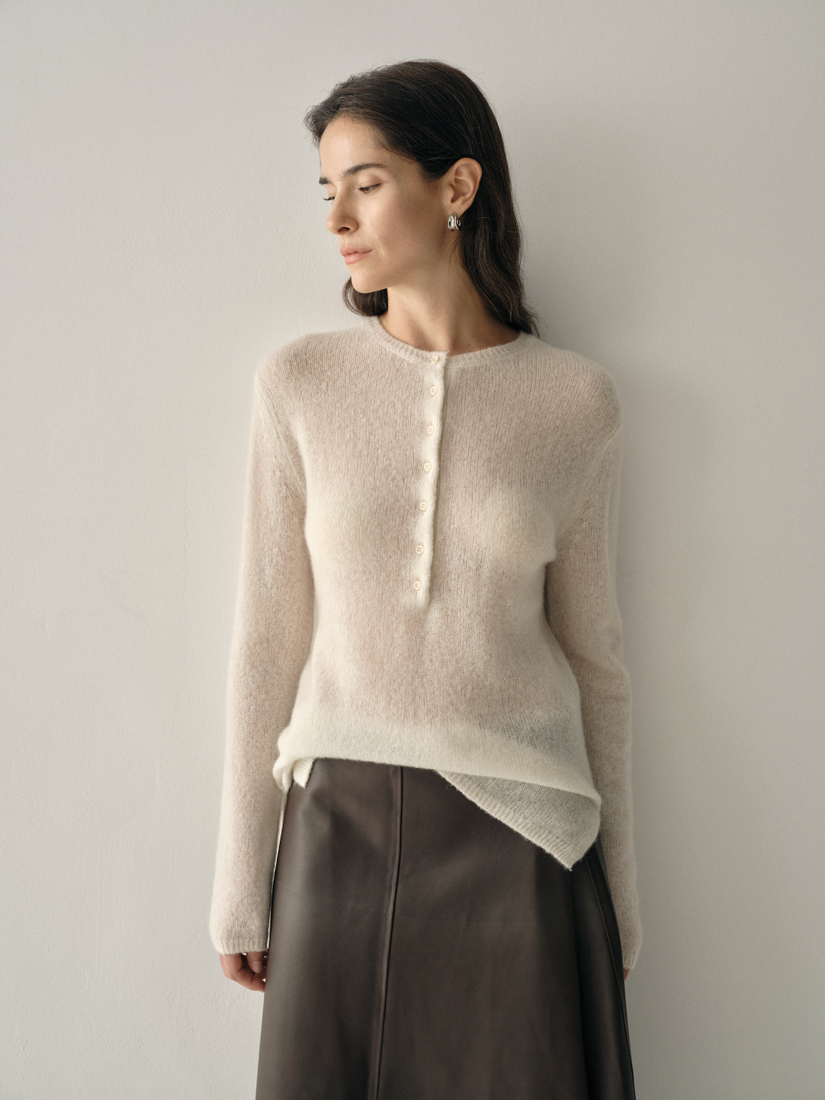 Luxury Cashmere &amp; Silk Henley Knit Jumper