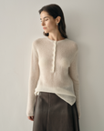 Luxury Cashmere & Silk Henley Knit Jumper