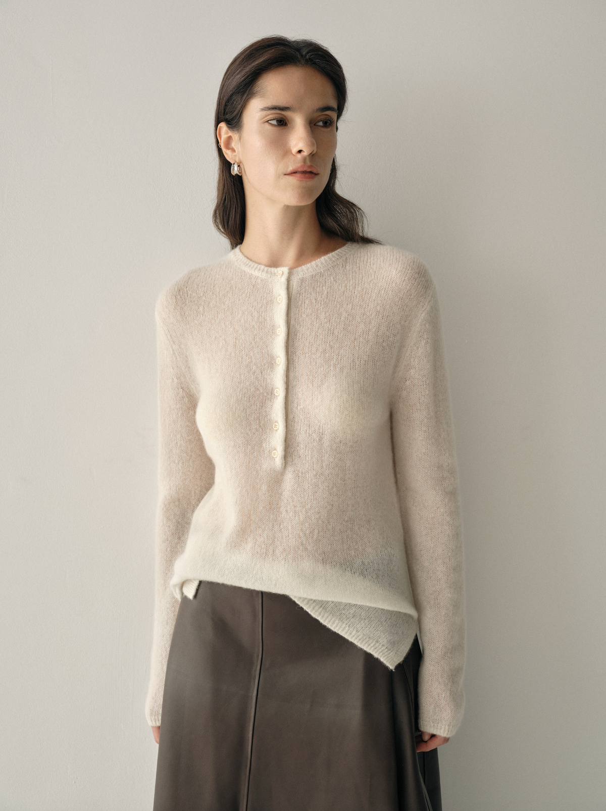 Luxury Cashmere &amp; Silk Henley Knit Jumper
