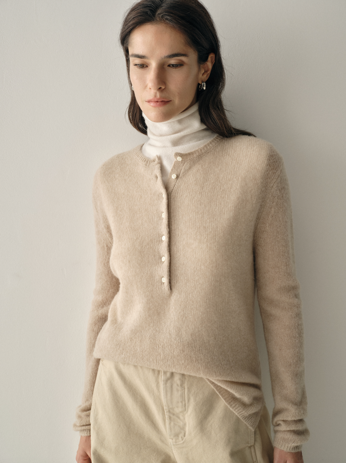 Luxury Cashmere &amp; Silk Henley Knit Jumper