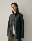 Wool-Blend Structured Utility Jacket