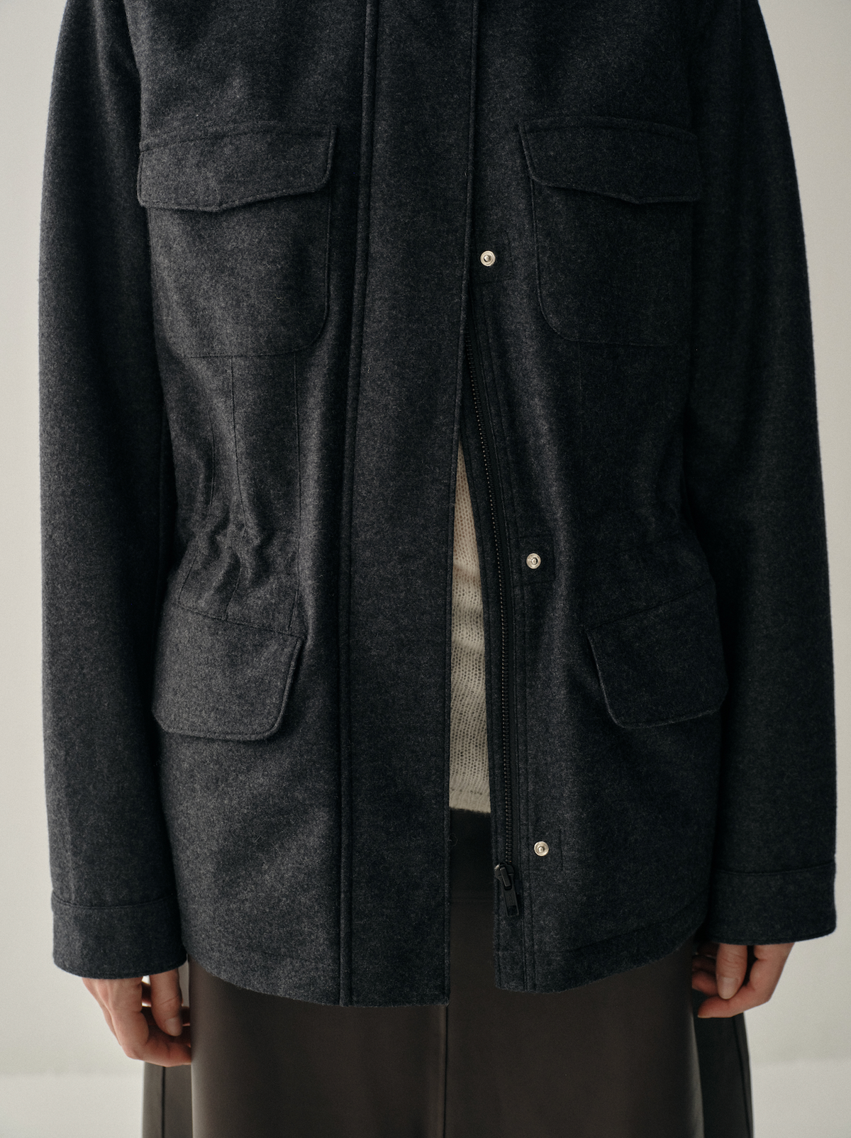 Wool-Blend Structured Utility Jacket
