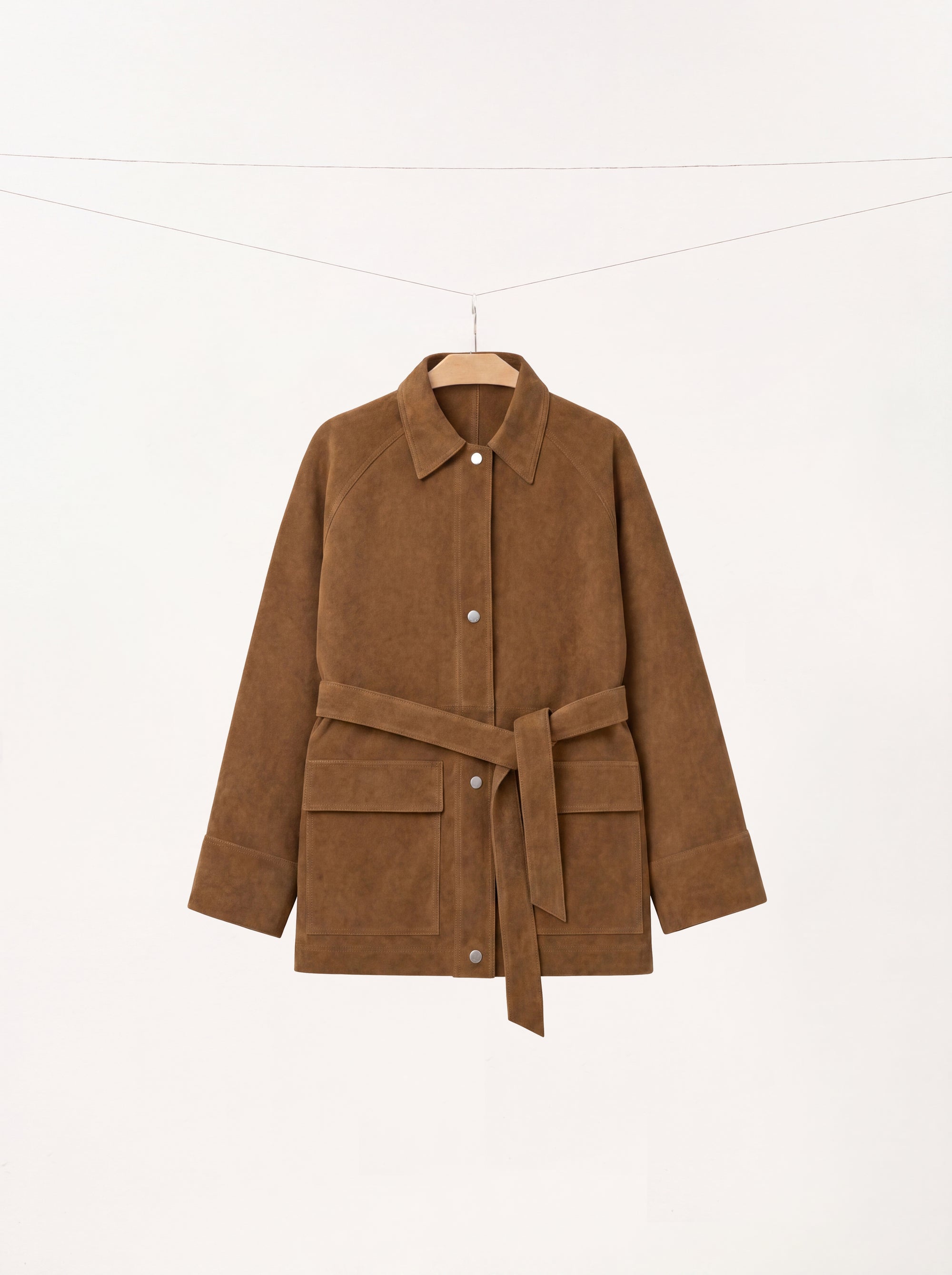 Lamb Suede Belted Jacket