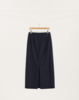 Tailored Wool Straight Midi Skirt