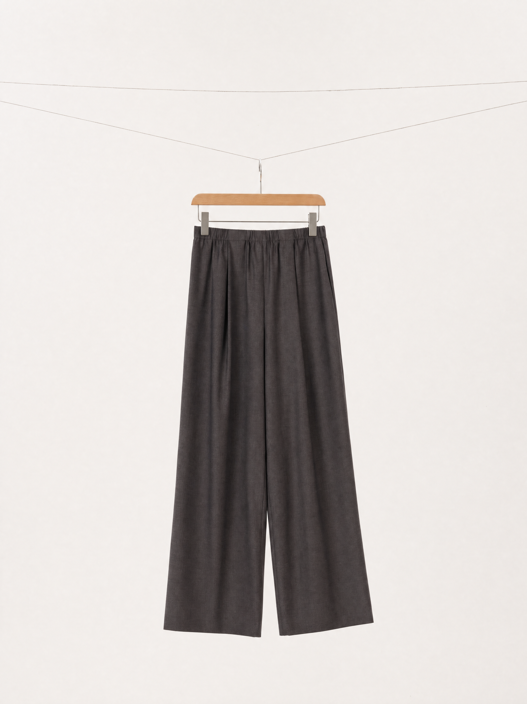Relaxed Pure Wool Drawstring Trousers