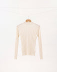 Machine Washable Ribbed Wool Mock Neck Top