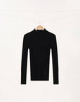 Machine Washable Ribbed Wool Mock Neck Top