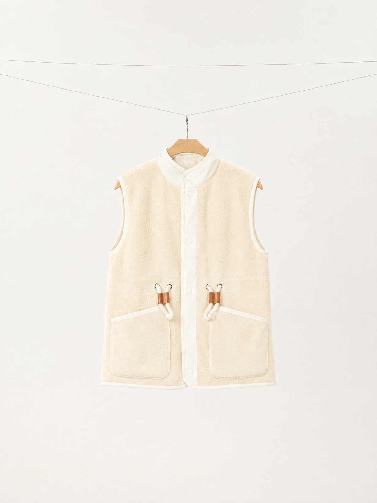Textured White Goose Down Vest